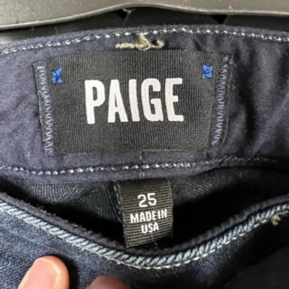 Paige Womens Slim‎ Skinny Jeans Blue Dark Wash Mid Rise Zip Pockets Denim 25